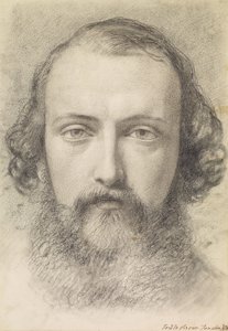Estudo de Cabeça de Retrato de Daniel Casey (Face Completa) de Ford Madox Brown